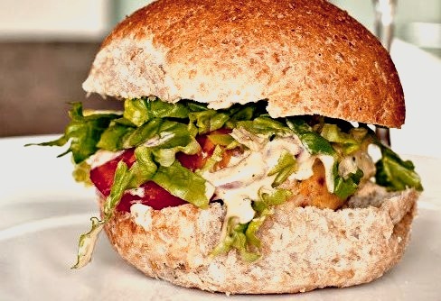 Chicken Burgers with Spicy Barbecue Yoghurt Sauce