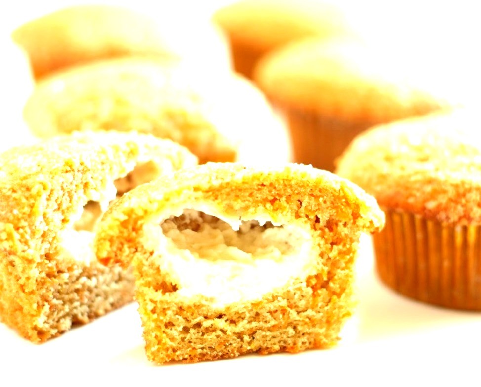 Cream Cheese Filled Carrot Cake Muffins
