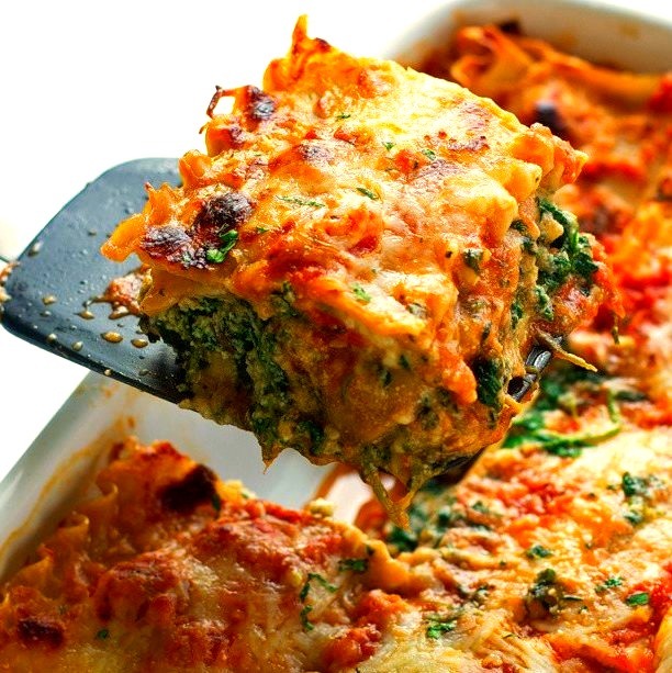 Mushroom & spinach lasagna
