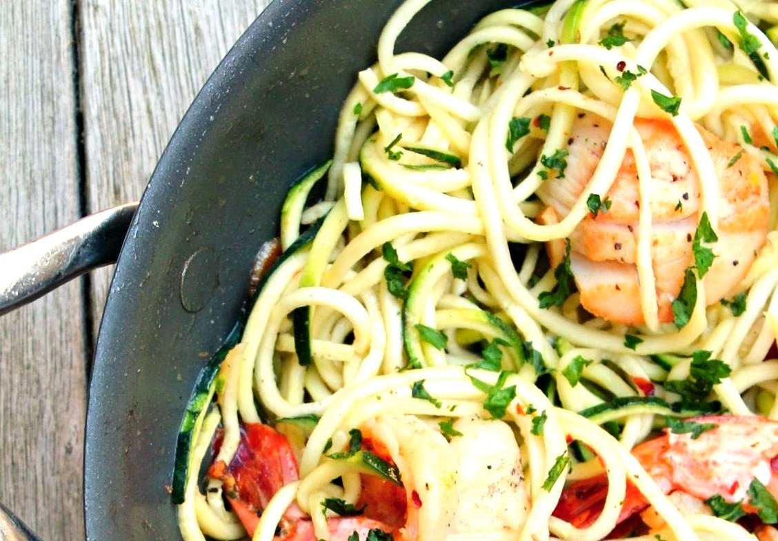 Shrimp and Scallop Scampi with Zucchini Noodles